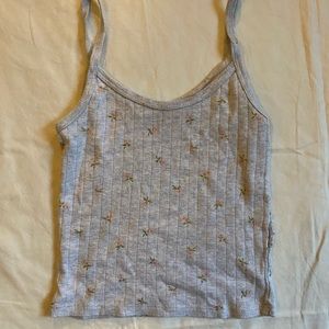 Brandy Melville Gray Flower Tank Top